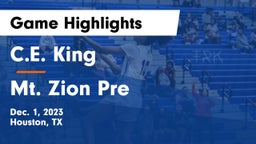C.E. King  vs Mt. Zion Pre Game Highlights - Dec. 1, 2023