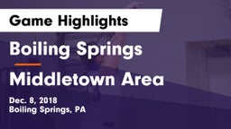 Boiling Springs  vs Middletown Area  Game Highlights - Dec. 8, 2018