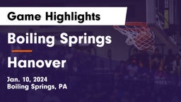 Boiling Springs  vs Hanover  Game Highlights - Jan. 10, 2024