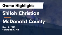 Shiloh Christian  vs McDonald County  Game Highlights - Dec. 4, 2023