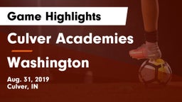 Culver Academies vs Washington  Game Highlights - Aug. 31, 2019