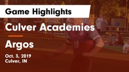 Culver Academies vs Argos Game Highlights - Oct. 3, 2019
