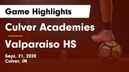 Culver Academies vs Valparaiso HS Game Highlights - Sept. 21, 2020