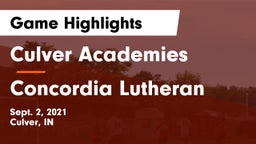 Culver Academies vs Concordia Lutheran  Game Highlights - Sept. 2, 2021