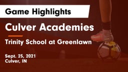 Culver Academies vs Trinity School at Greenlawn Game Highlights - Sept. 25, 2021