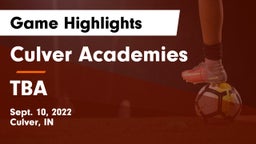 Culver Academies vs TBA Game Highlights - Sept. 10, 2022