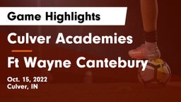 Culver Academies vs Ft Wayne Cantebury Game Highlights - Oct. 15, 2022
