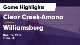 Clear Creek-Amana vs Williamsburg  Game Highlights - Dec. 19, 2017