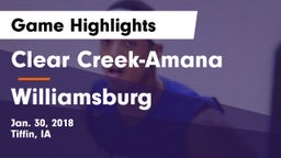 Clear Creek-Amana vs Williamsburg  Game Highlights - Jan. 30, 2018