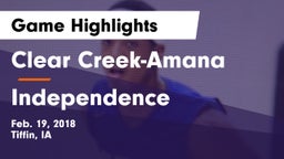 Clear Creek-Amana vs Independence  Game Highlights - Feb. 19, 2018