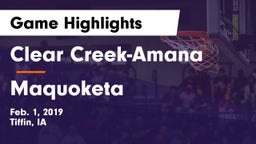 Clear Creek-Amana vs Maquoketa  Game Highlights - Feb. 1, 2019