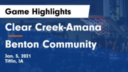 Clear Creek-Amana vs Benton Community Game Highlights - Jan. 5, 2021