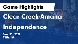 Clear Creek-Amana vs Independence  Game Highlights - Jan. 22, 2021