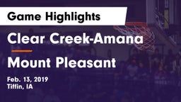 Clear Creek-Amana vs Mount Pleasant  Game Highlights - Feb. 13, 2019