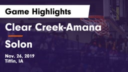 Clear Creek-Amana vs Solon  Game Highlights - Nov. 26, 2019