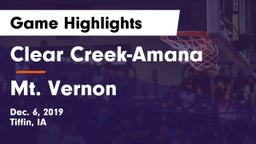 Clear Creek-Amana vs Mt. Vernon Game Highlights - Dec. 6, 2019