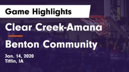 Clear Creek-Amana vs Benton Community Game Highlights - Jan. 14, 2020