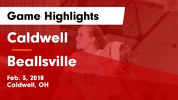 Caldwell  vs Beallsville  Game Highlights - Feb. 3, 2018