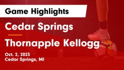 Cedar Springs  vs Thornapple Kellogg  Game Highlights - Oct. 2, 2023
