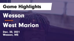 Wesson  vs West Marion Game Highlights - Dec. 30, 2021