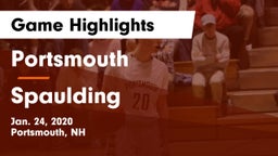 Portsmouth  vs Spaulding  Game Highlights - Jan. 24, 2020