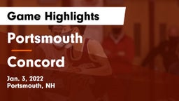 Portsmouth  vs Concord  Game Highlights - Jan. 3, 2022