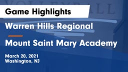Warren Hills Regional  vs Mount Saint Mary Academy Game Highlights - March 20, 2021