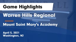 Warren Hills Regional  vs Mount Saint Mary's Academy Game Highlights - April 5, 2021