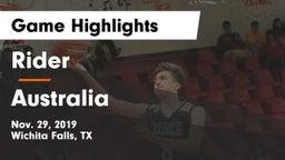 Rider  vs Australia Game Highlights - Nov. 29, 2019