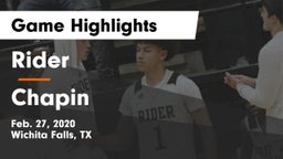 Rider  vs Chapin  Game Highlights - Feb. 27, 2020