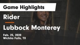 Rider  vs Lubbock Monterey Game Highlights - Feb. 25, 2020