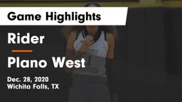 Rider  vs Plano West  Game Highlights - Dec. 28, 2020
