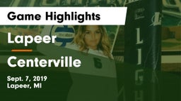 Lapeer   vs Centerville Game Highlights - Sept. 7, 2019