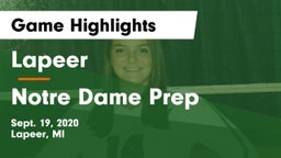Lapeer   vs Notre Dame Prep  Game Highlights - Sept. 19, 2020