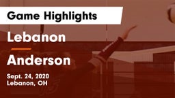 Lebanon   vs Anderson  Game Highlights - Sept. 24, 2020