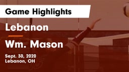 Lebanon   vs Wm. Mason  Game Highlights - Sept. 30, 2020