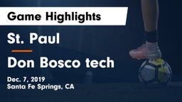 St. Paul  vs Don Bosco tech Game Highlights - Dec. 7, 2019