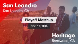 Matchup: San Leandro High vs. Heritage  2016