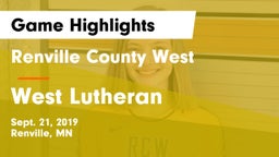 Renville County West  vs West Lutheran Game Highlights - Sept. 21, 2019