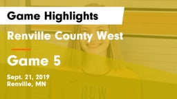Renville County West  vs Game 5 Game Highlights - Sept. 21, 2019