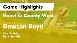 Renville County West  vs Dawson Boyd Game Highlights - Oct. 3, 2019
