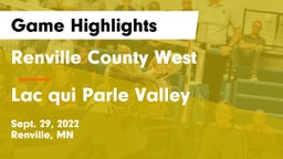Renville County West  vs Lac qui Parle Valley  Game Highlights - Sept. 29, 2022