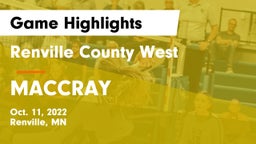 Renville County West  vs MACCRAY Game Highlights - Oct. 11, 2022