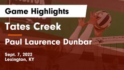 Tates Creek  vs Paul Laurence Dunbar  Game Highlights - Sept. 7, 2022