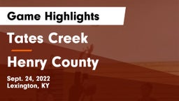 Tates Creek  vs Henry County  Game Highlights - Sept. 24, 2022