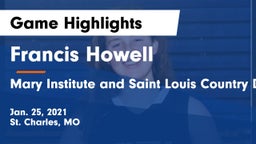 Francis Howell  vs Mary Institute and Saint Louis Country Day School Game Highlights - Jan. 25, 2021