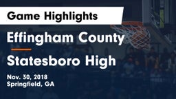 Effingham County  vs Statesboro High Game Highlights - Nov. 30, 2018