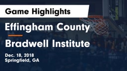 Effingham County  vs Bradwell Institute Game Highlights - Dec. 18, 2018