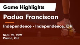 Padua Franciscan  vs Independence  - Independence, OH Game Highlights - Sept. 25, 2021