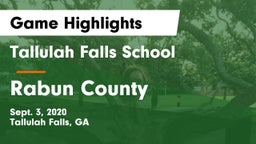 Tallulah Falls School vs Rabun County  Game Highlights - Sept. 3, 2020